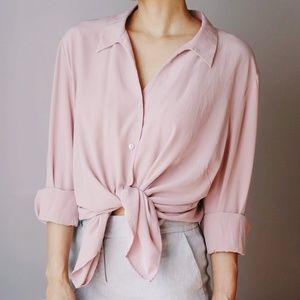Vintage 100% Silk Lavender Blouse